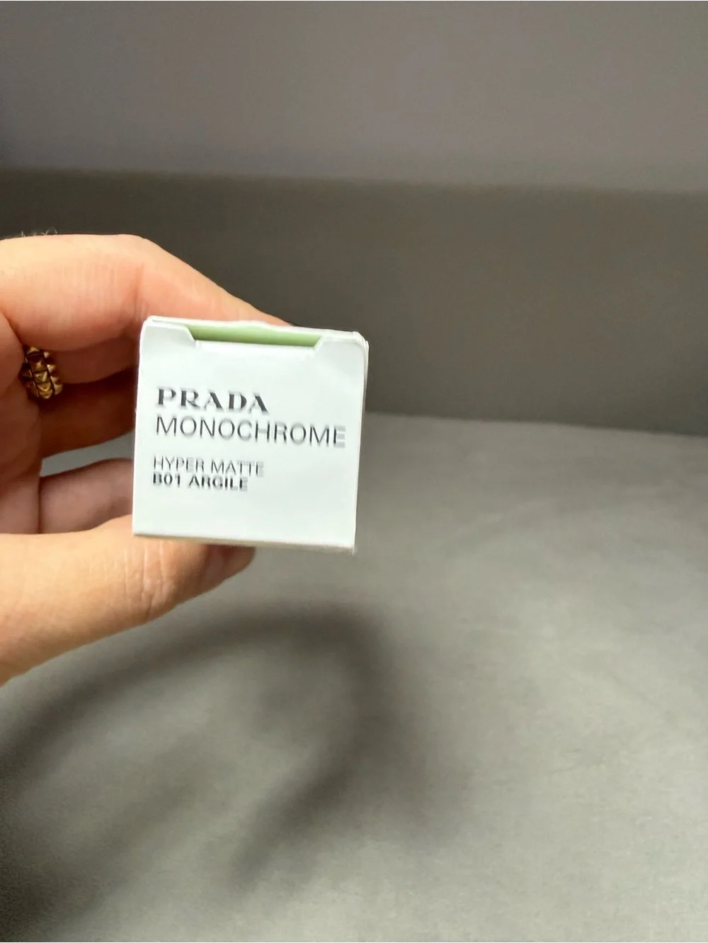 Prada Monochrome Lipstick B01 - Soft Mint Label